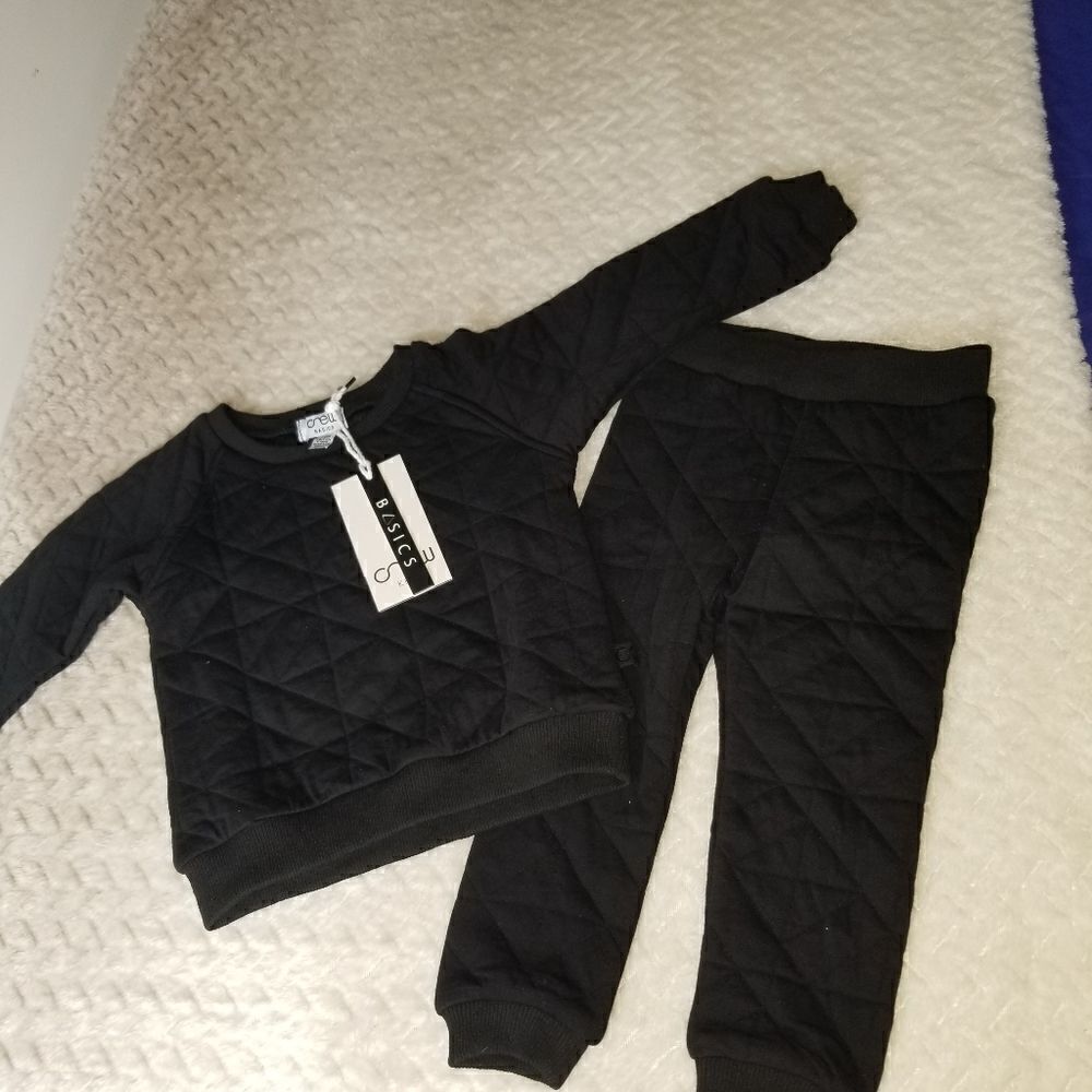 24 months quilted swetshirt set NWT,  crew basics black